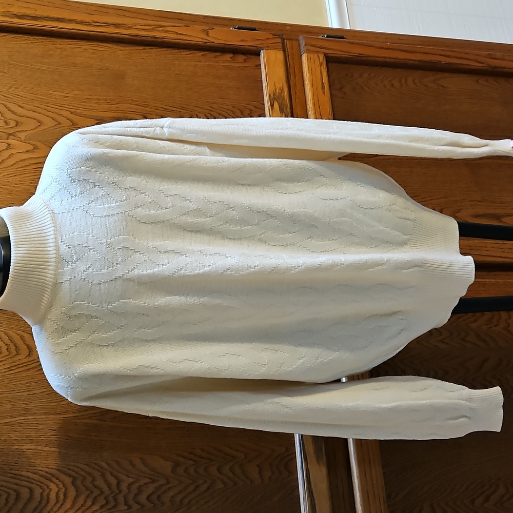 RICARDO LENZI Cream Cable Knit Sweater - L